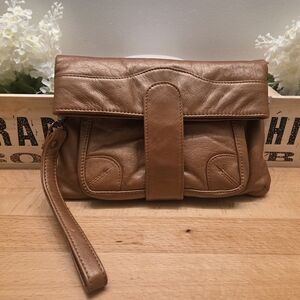 Latico Leathers Bronze/Brown Genuine Leather Clutch/Wristlet Vintage